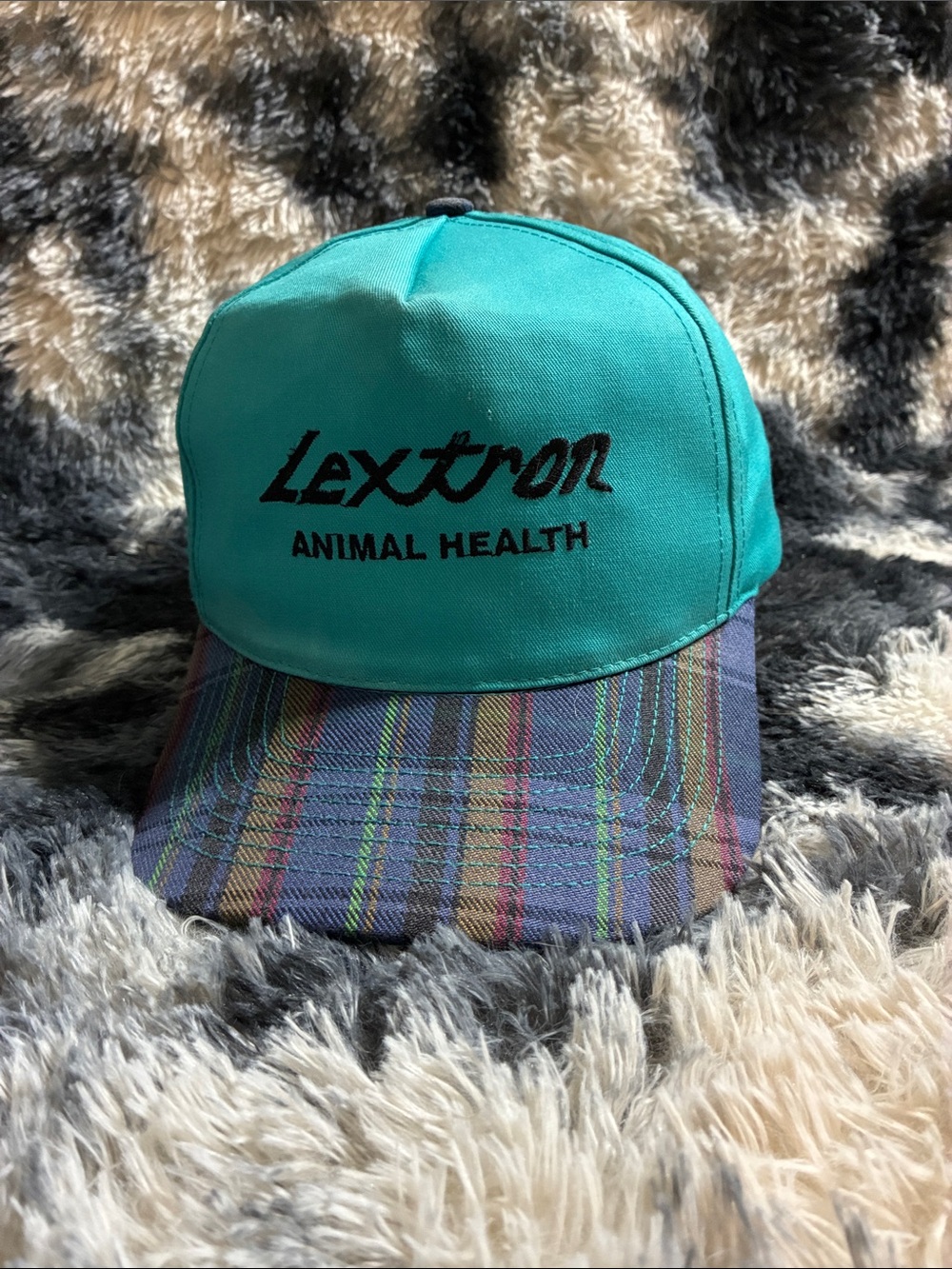 Vintage Teal & Plaid Baseball Cap - Men Accessories